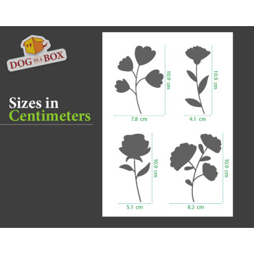 Flowers stencil set n.3 - Reusable stencil with many flowers in various size, perfect for painting