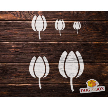 Flowers stencil set n.4 - Reusable stencil with many tulips in various size, perfect for painting