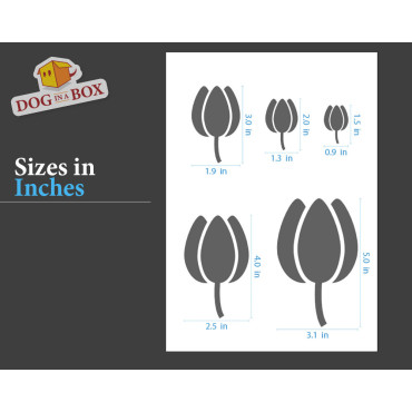 Stencil set di fiori n.4 - Stencil riutilizzabile con vari tulipani di diverse dimensioni