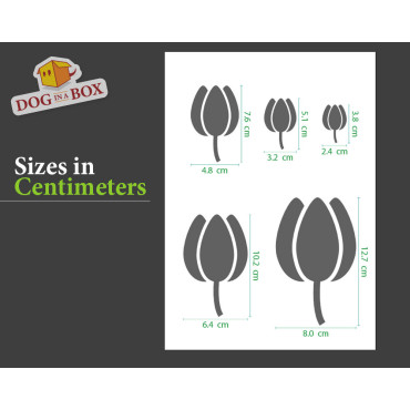 Pochoir Fleurs set n.4 - Pochoir réutilisable avec de nombreux tulipes de différentes tailles, parfait pour la peinture