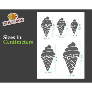 Eiscreme Schablonen set Nr. 6 - Wiederverwendbare Schablone mit vielen Eiscremes in verschiedenen Größen, perfekt zum Malen
