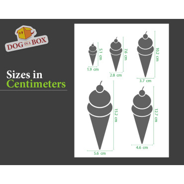 Pochoir glaces n.7 - Pochoir réutilisable avec de nombreuses glaces de différentes tailles, parfait pour la peinture