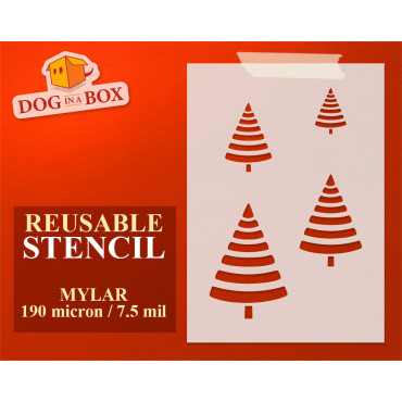 Christmas Trees stencil set n.1 - Reusable stencil with many trees in various size, perfect for painting