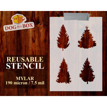 Christmas Trees stencil set n.5 - Reusable stencil with many trees in various size, perfect for painting