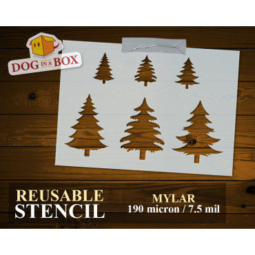 Trees stencil set n.1 - Reusable stencil with many trees in various size, perfect for painting