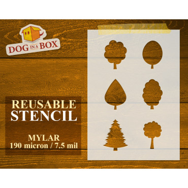 Trees stencil set n.3 - Reusable stencil with many trees in various size, perfect for painting