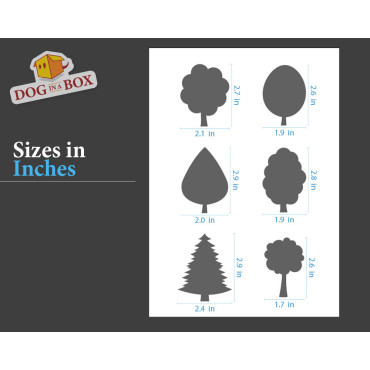 Pochoir Arbres n.3 - Pochoir réutilisable avec de nombreux arbres de différentes tailles, parfait pour la peinture