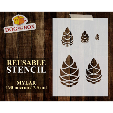 Pine cones stencil set n.1 - Reusable stencil with many pinecones in various size, for painting