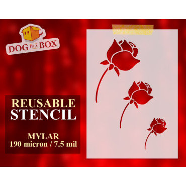 Roses stencil set n.3 - Reusable stencil with many flowers in various size, perfect for painting