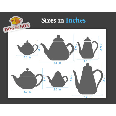 Teapots stencil set n.1 - Reusable stencil with many tea pots in various size, perfect for painting