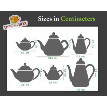 Teapots stencil set n.1 - Reusable stencil with many tea pots in various size, perfect for painting