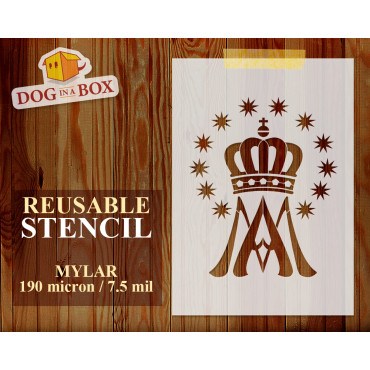 Virgin Mary symbol stencil n.1 - Reusable Christian and Catholic stencil of the mother of Jesus