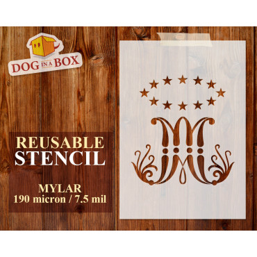 Virgin Mary symbol stencil n.2 - Reusable Christian and Catholic stencil of the mother of Jesus