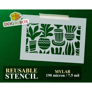 Plants pattern stencil n.1 - Reusable and modular nature stencil for walls and wood