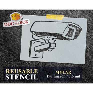 Video surveillance camera stencil n.1 - CC Camera graffiti reusable stencil for walls, wood and fabrics