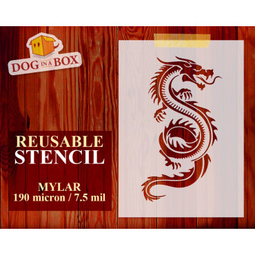 Chinese Dragon stencil n.2 - Reusable dragon stencil for wood signs, walls or fabrics.