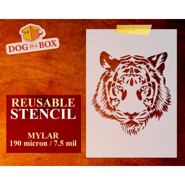 Tiger stencil n.4 - Wild life animal stencil for wood, walls and fabric. White tiger stencil.