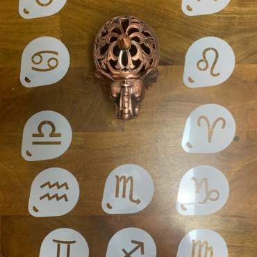 Stencil Segni dello Zodiaco n.1 (set di 12) - Stencil oroscopo per decorazione superfici di ogni genere