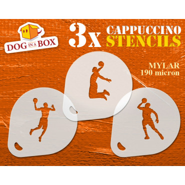 Basketball stencils n.2 (set of 3) Cappuccino and Coffee cocoa powder decor stencil - Face Painting stencils