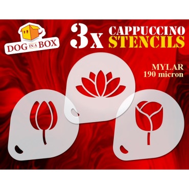 Flower stencils n.2 (set of 3) Cappuccino and Coffee cocoa powder decor stencil - Face Painting stencils