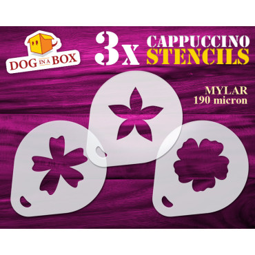 Flower stencils n.3 (set of 3) Cappuccino and Coffee cocoa powder decor stencil - Face Painting stencils
