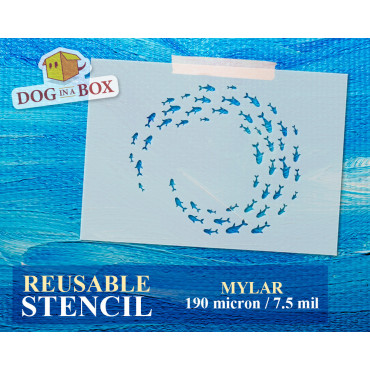 Fish stencil n.12 - Reusable fish swarm stencil for wood signs, wall decor and fabric