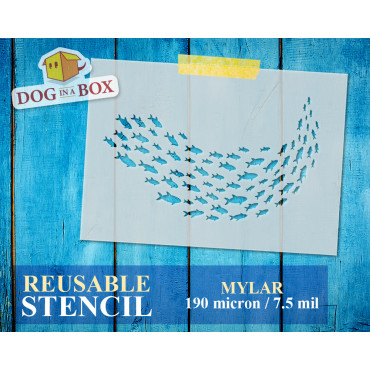 Fish stencil n.13 - Reusable fish swarm stencil for wood signs, wall decor and fabric