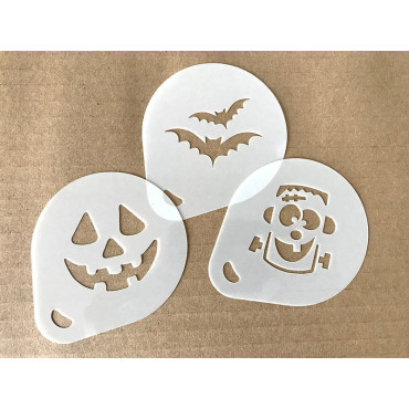 Halloween stencils n.3 (set of 3) Cappuccino and Coffee cocoa powder decor stencil - Face Painting stencils