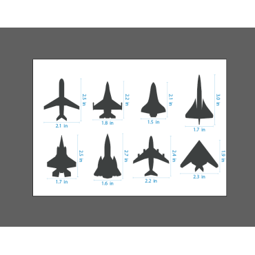 Stencil aeroplani set n.1 - Stencil riutilizzabile di aerei per pittura su pareti e tessuti