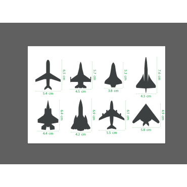 Flugzeuge Schablone Set N.1 - Wiederverwendbare Flugzeug schablone für Malerei an Wänden, Holz, Stoffen