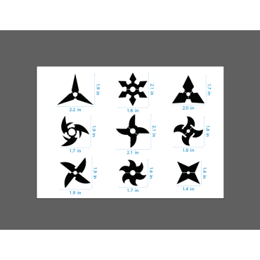Shuriken Schablone Set N.1 - Wiederverwendbarer Ninja -Star -Schablone für Malen an Wänden, Holz, Stoffe