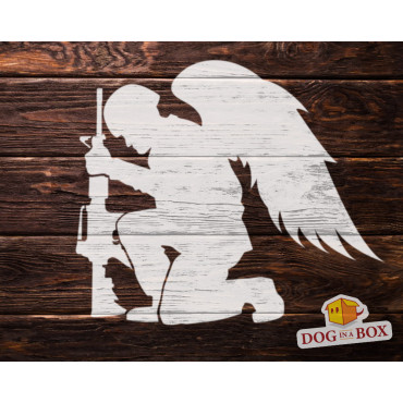 Soldier stencil n.1 - Reusable veteran soldier with wings stencil for painting.