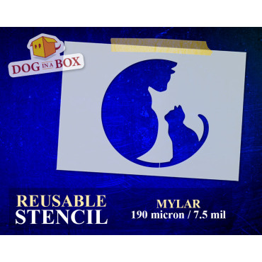 Cat and kitty stencil n.1 - Reusable cat stencil for wood signs, walls or fabrics.