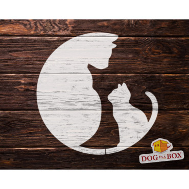 Cat and kitty stencil n.1 - Reusable cat stencil for wood signs, walls or fabrics.