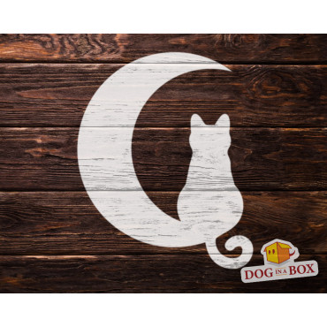 Cat on the moon stencil n.1 - Reusable cat stencil for wood signs, walls or fabrics.