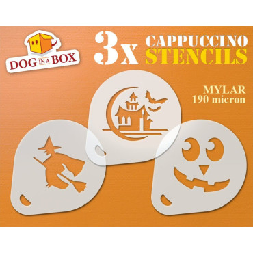 Halloween stencils n.2 (set of 3) Cappuccino and Coffee cocoa powder decor stencil - Face Painting stencils