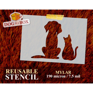 Dog and Cat stencil n.1 - Reusable stencil for animal shop and vet