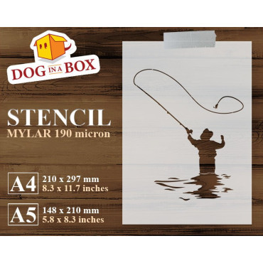 Fishing stencil n.1 - Reusable fisherman stencil for wood signs, walls or fabrics.