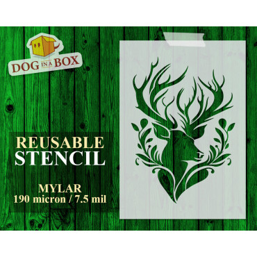 Deer stencil n.6 - Reusable hunting stencil for wood signs, walls or fabrics.