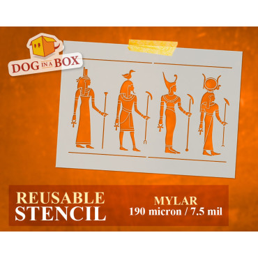 Hieroglyphs stencil n.6 - Reusable Egyptian Gods stencil, seamless geometric pattern for walls and fabrics