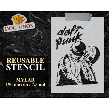 Daft Punk stencil n.2 - Reusable DJ set stencil for wood signs, wall painting, fabrics and home decor