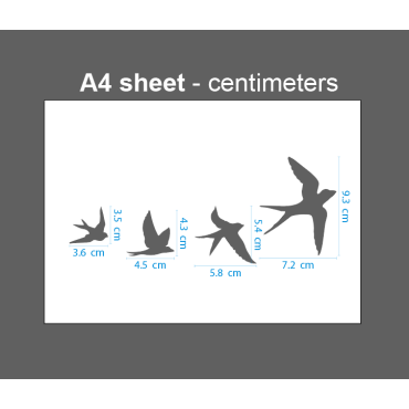 Flying birds stencil n.3 - Reusable swallows stencil for wall decor