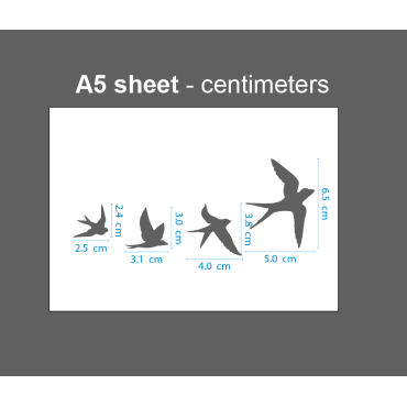 Pochoir oiseaux volants n.3 - Pochoir hirondelles réutilisable pour décoration murale