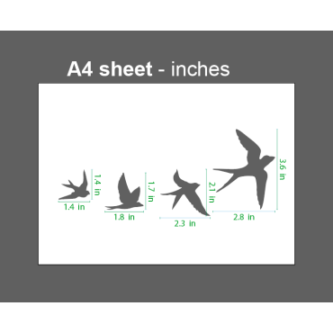 Flying birds stencil n.3 - Reusable swallows stencil for wall decor