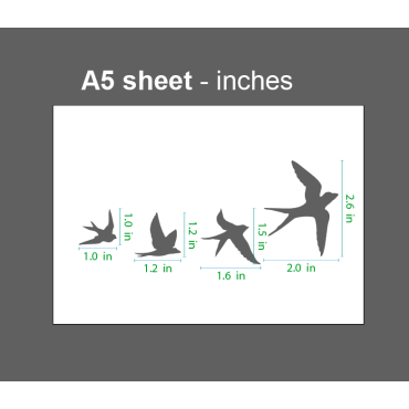 Flying birds stencil n.3 - Reusable swallows stencil for wall decor