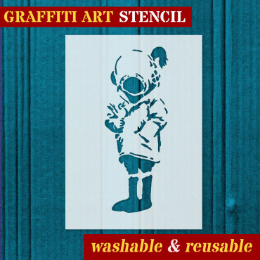 Scuba Girl stencil n.1 - Street Art stencil for painting. Graffiti stencil.