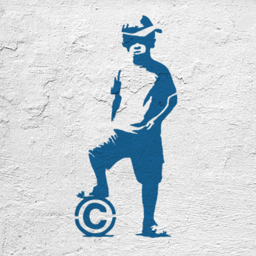 Boy Playing football stencil - Street Art stencil for painting. Copyright graffiti stencil.