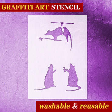 Pochoir Rat n.24 - Street Art Pochoir pour la peinture. Pochoir de graffiti.