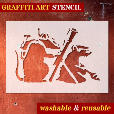 Pochoir Rat n.23 - Street Art Pochoir pour la peinture. Pochoir de graffiti.