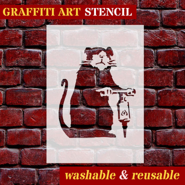Pochoir Rat n.22 - Street Art Pochoir pour la peinture. Pochoir de graffiti.